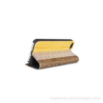 Eco-friendly Bamboo Leather Flip Phone Case , Stylish Fabri